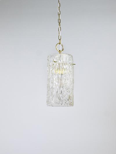  J T Kalmar Kalmar Lighting J T Kalmar Vienna Midcentury Textured Glass Tube Brass Pendant Lamp Austria
