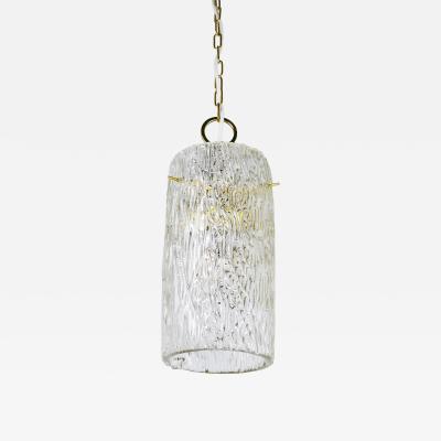  J T Kalmar Kalmar Lighting J T Kalmar Vienna Midcentury Textured Glass Tube Brass Pendant Lamp Austria