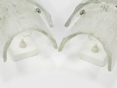  J T Kalmar Kalmar Lighting J T Kalmar Vienna Pair Mid Century Frosted Ice Glass Sconces Austria 1960s