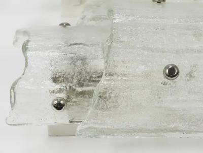  J T Kalmar Kalmar Lighting J T Kalmar Vienna Pair Mid Century Frosted Ice Glass Sconces Austria 1960s