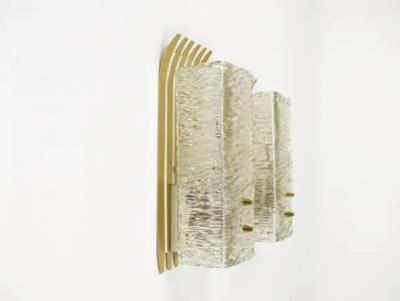  J T Kalmar Kalmar Lighting J T Kalmar Vienna Pair of Unusual Brass Glass Sconces Austria 1950s