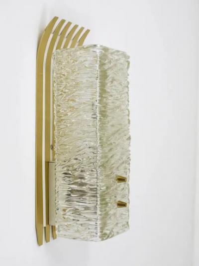  J T Kalmar Kalmar Lighting J T Kalmar Vienna Pair of Unusual Brass Glass Sconces Austria 1950s