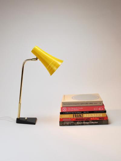 J T Kalmar Kalmar Lighting J T Kalmar Yellow Table Desk Side Lamp Brass Iron Vienna Austria 1950s