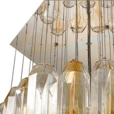  J T Kalmar Kalmar Lighting Kalmar Franken Clear and Amber Shaped Glass Chandelier