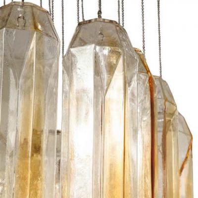  J T Kalmar Kalmar Lighting Kalmar Franken Clear and Amber Shaped Glass Chandelier