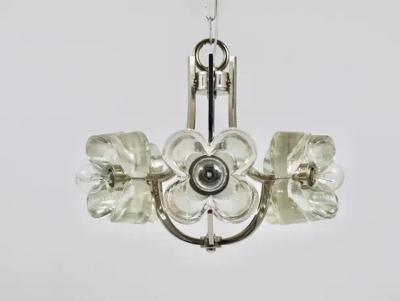  J T Kalmar Kalmar Lighting Kalmar Style Crystal Glass Flower Pendant Chandelier by Sische Germany 1970s