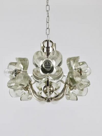 J T Kalmar Kalmar Lighting Kalmar Style Crystal Glass Flower Pendant Chandelier by Sische Germany 1970s