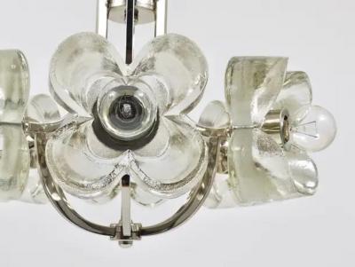  J T Kalmar Kalmar Lighting Kalmar Style Crystal Glass Flower Pendant Chandelier by Sische Germany 1970s