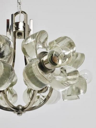  J T Kalmar Kalmar Lighting Kalmar Style Crystal Glass Flower Pendant Chandelier by Sische Germany 1970s