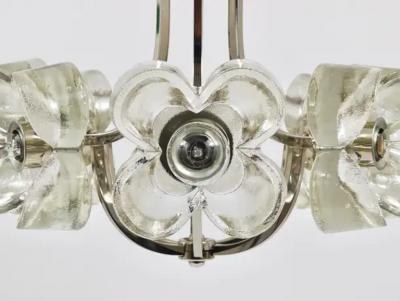  J T Kalmar Kalmar Lighting Kalmar Style Crystal Glass Flower Pendant Chandelier by Sische Germany 1970s
