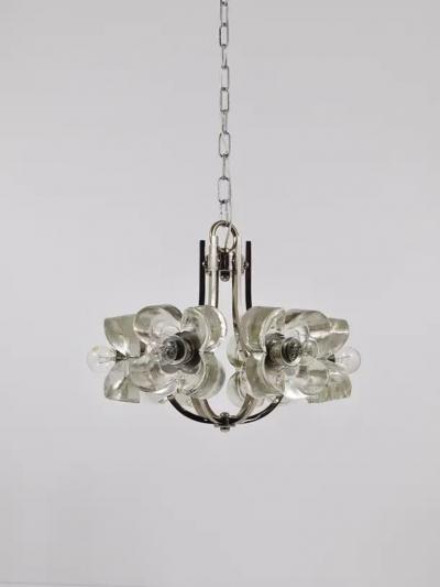  J T Kalmar Kalmar Lighting Kalmar Style Crystal Glass Flower Pendant Chandelier by Sische Germany 1970s