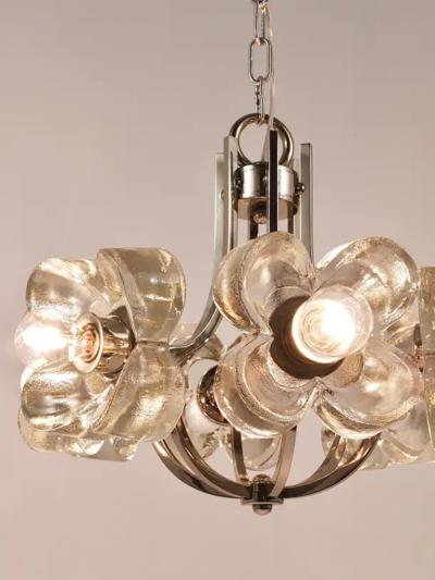  J T Kalmar Kalmar Lighting Kalmar Style Crystal Glass Flower Pendant Chandelier by Sische Germany 1970s
