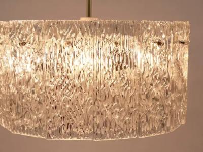  J T Kalmar Kalmar Lighting Kalmar Vienna Two Tambour Drum Brass Glass Midcentury Chandeliers 1960s