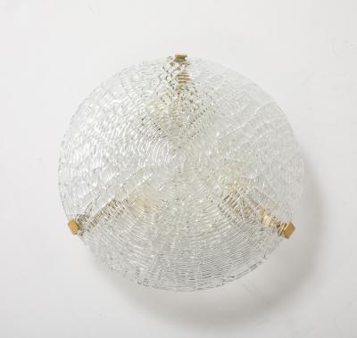  J T Kalmar Kalmar Lighting Large Elegant Glass and Brass Flush Mount Fixture Sconce by Kalmar