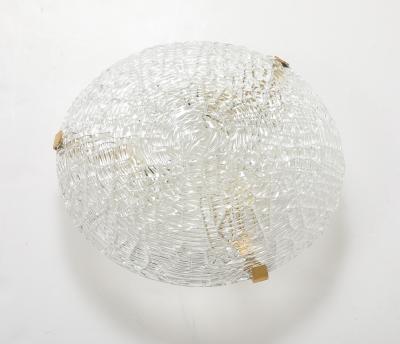  J T Kalmar Kalmar Lighting Large Elegant Glass and Brass Flush Mount Fixture Sconce by Kalmar