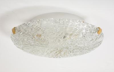  J T Kalmar Kalmar Lighting Large Elegant Glass and Brass Flush Mount Fixture Sconce by Kalmar