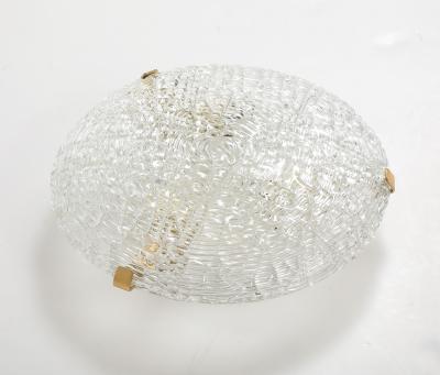  J T Kalmar Kalmar Lighting Large Elegant Glass and Brass Flush Mount Fixture Sconce by Kalmar