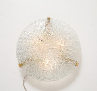  J T Kalmar Kalmar Lighting Large Elegant Glass and Brass Flush Mount Fixture Sconce by Kalmar