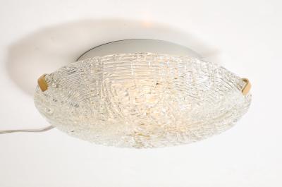  J T Kalmar Kalmar Lighting Large Elegant Glass and Brass Flush Mount Fixture Sconce by Kalmar