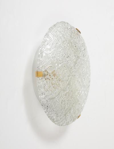  J T Kalmar Kalmar Lighting Large Elegant Glass and Brass Flush Mount Fixture Sconce by Kalmar