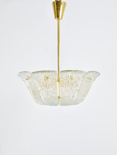 J T Kalmar Kalmar Lighting Large J T Kalmar Curved Basket Chandelier Brass Textured Glass Vienna 1950