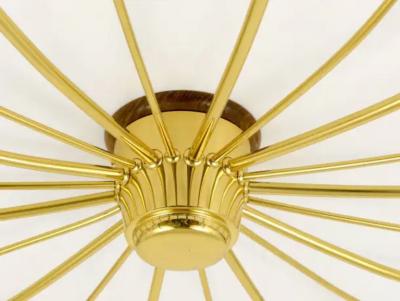  J T Kalmar Kalmar Lighting Large J T Kalmar Sonne Sun Brass Spider Chandelier Flush Mount Austria 1950s