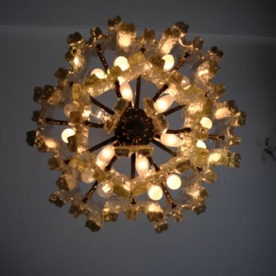  J T Kalmar Kalmar Lighting Large JT Kalmar Ice Pendant in Frosted Glass and Chrome Austria 1960s