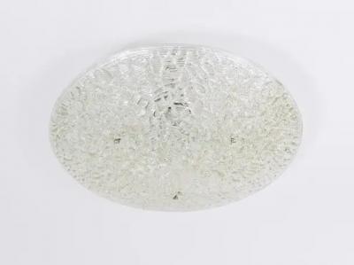  J T Kalmar Kalmar Lighting Large Round J T Kalmar Mid Century Textured Glass Flush Mount Austria 1960s