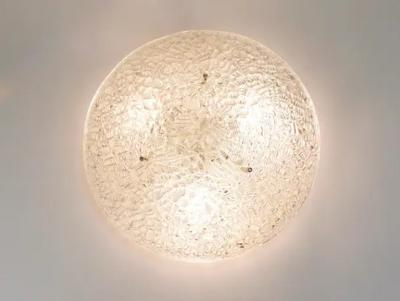  J T Kalmar Kalmar Lighting Large Round J T Kalmar Mid Century Textured Glass Flush Mount Austria 1960s