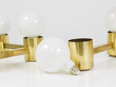  J T Kalmar Kalmar Lighting Large Sciolari Style ZigZag Brass Ceiling Lamp Wall Light Austria 1970s