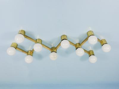  J T Kalmar Kalmar Lighting Large Sciolari Style ZigZag Brass Ceiling Lamp Wall Light Austria 1970s