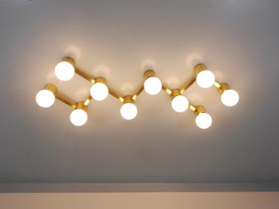  J T Kalmar Kalmar Lighting Large Sciolari Style ZigZag Brass Ceiling Lamp Wall Light Austria 1970s