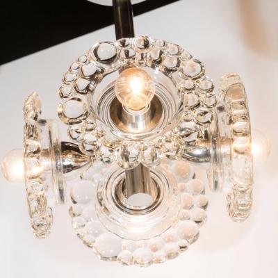  J T Kalmar Kalmar Lighting Mid Century Modern Chrome Chandelier with Abstracted Floral Shades J T Kalmar