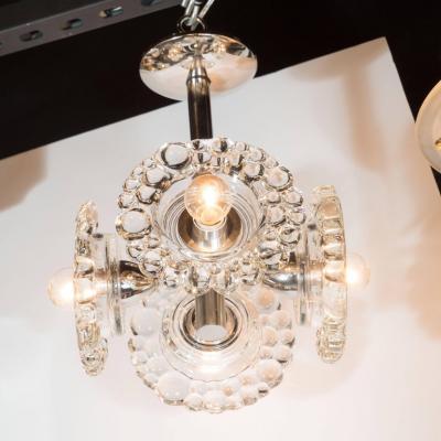  J T Kalmar Kalmar Lighting Mid Century Modern Chrome Chandelier with Abstracted Floral Shades J T Kalmar