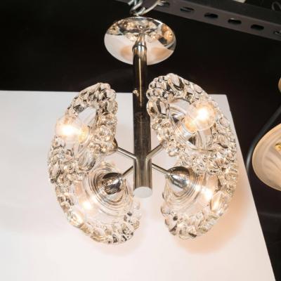 J T Kalmar Kalmar Lighting Mid Century Modern Chrome Chandelier with Abstracted Floral Shades J T Kalmar