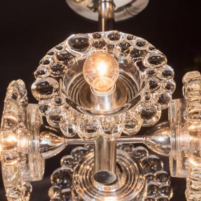  J T Kalmar Kalmar Lighting Mid Century Modern Chrome Chandelier with Abstracted Floral Shades J T Kalmar