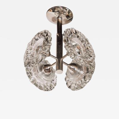  J T Kalmar Kalmar Lighting Mid Century Modern Chrome Chandelier with Abstracted Floral Shades J T Kalmar