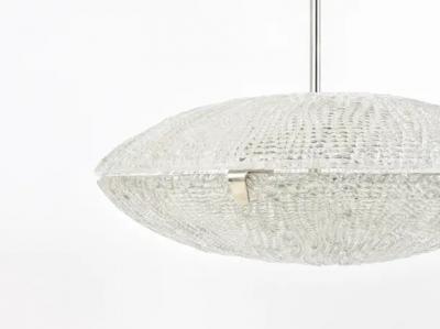  J T Kalmar Kalmar Lighting Midcentury Kalmar Discus Textured Glass Nickel Chandelier Austria 1950s