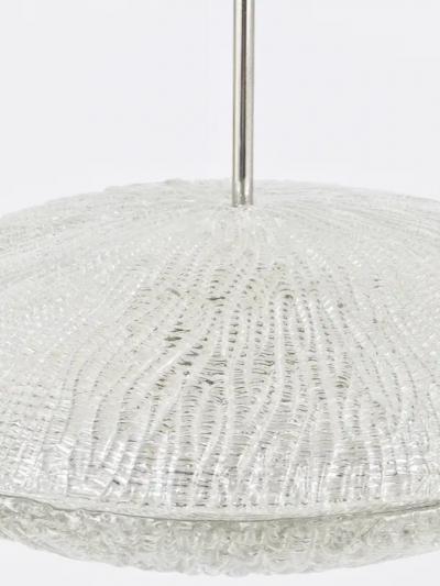  J T Kalmar Kalmar Lighting Midcentury Kalmar Discus Textured Glass Nickel Chandelier Austria 1950s
