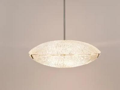  J T Kalmar Kalmar Lighting Midcentury Kalmar Discus Textured Glass Nickel Chandelier Austria 1950s