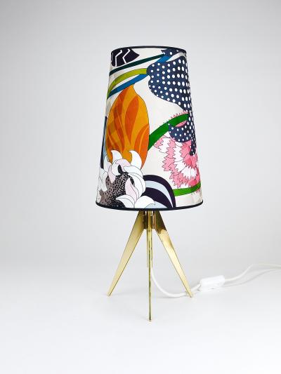 J T Kalmar Kalmar Lighting Missoni x Kalmar Vienna Adjustable Brass Tripod Table Side Lamp Austria 1950s