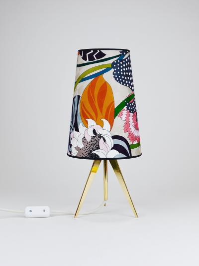 J T Kalmar Kalmar Lighting Missoni x Kalmar Vienna Adjustable Brass Tripod Table Side Lamp Austria 1950s