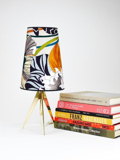 J T Kalmar Kalmar Lighting Missoni x Kalmar Vienna Adjustable Brass Tripod Table Side Lamp Austria 1950s