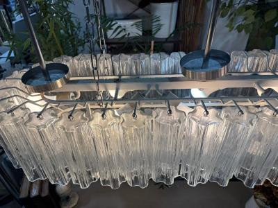  J T Kalmar Kalmar Lighting Monumental Kalmar Textured Murano Glass Tronchi Tube Chandelier Mid Century