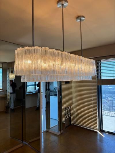  J T Kalmar Kalmar Lighting Monumental Kalmar Textured Murano Glass Tronchi Tube Chandelier Mid Century