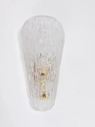 J T Kalmar Kalmar Lighting One Kalmar Midcentury Brass Textured Glass Scone Wall Light Austria 1950s