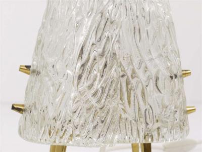  J T Kalmar Kalmar Lighting Pair J T Kalmar Brass Textured Glass Mid Century Table Lamps Austria 1950s