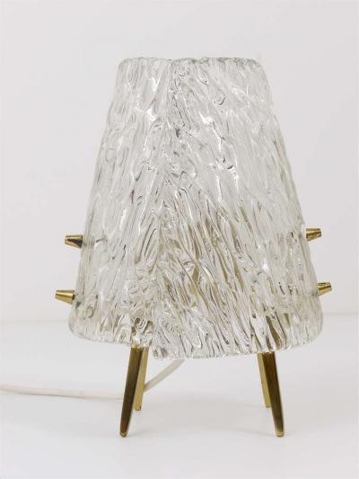  J T Kalmar Kalmar Lighting Pair J T Kalmar Brass Textured Glass Mid Century Table Lamps Austria 1950s