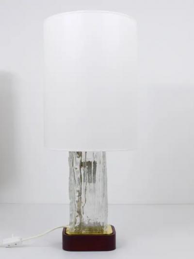 J T Kalmar Kalmar Lighting Pair Large J T Kalmar Ice Glass Table Lamps Frankenberg w Illuminated Base