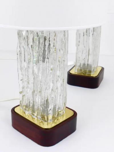 J T Kalmar Kalmar Lighting Pair Large J T Kalmar Ice Glass Table Lamps Frankenberg w Illuminated Base